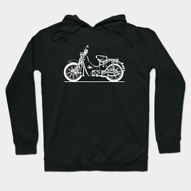 Super Cub Motorcycle White Sketch Art Hoodie by DemangDesign